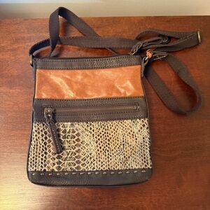 The SAK Brown Tan Snakeskin Crossbody Bag